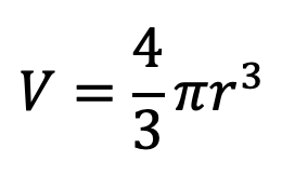 formula for volume
V=4/𝜋r^3