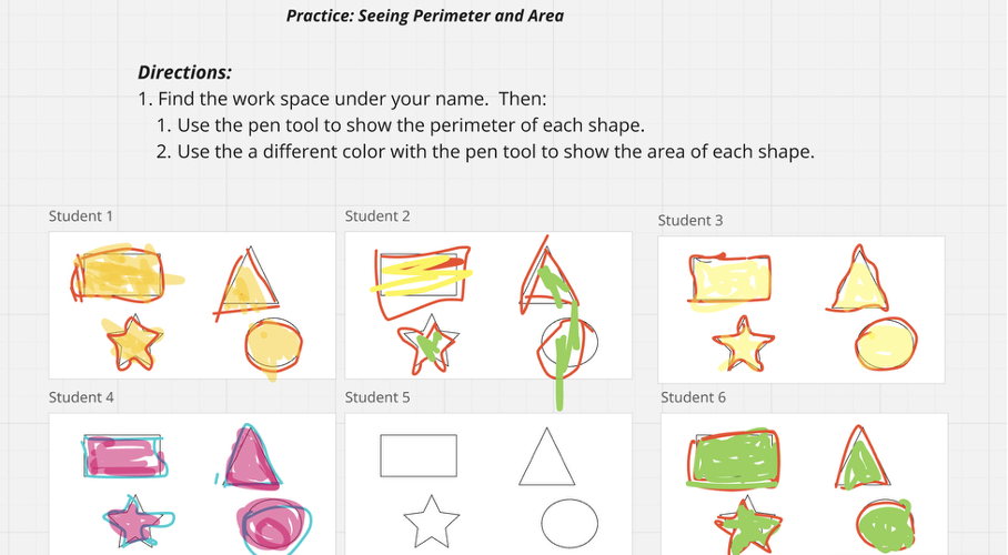 sample Miro assignment about perimeter and area
