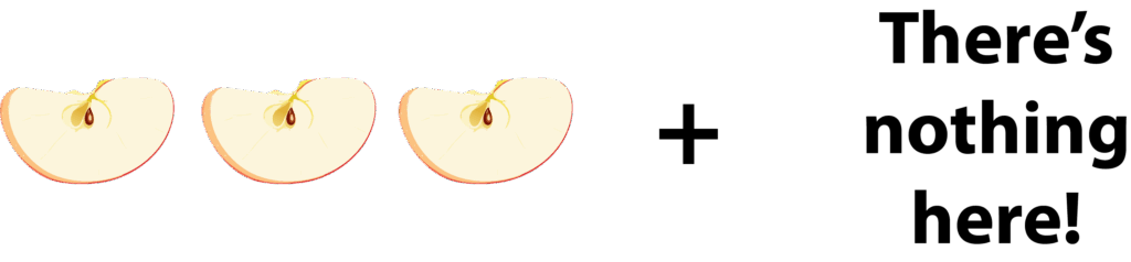 three slices of apple with nothing else, representing 0.30