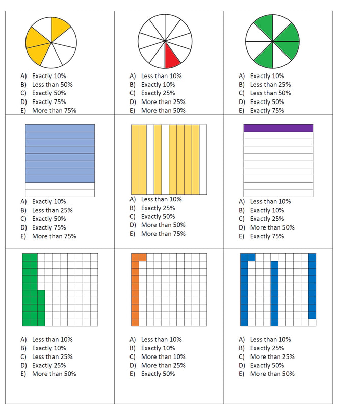 set of 9 visualizations representing different percents.