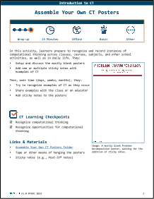 First page of the Assemble Your Own CT Poster activity from the INFACT educator guide