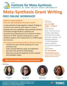 The Institute for Meta-Synthesis is offering a free webinar on proposal writing for meta-synthesis projects.