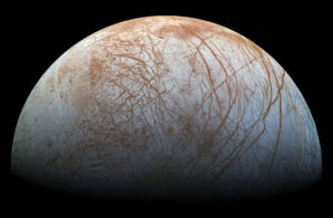View of Europa assembled from images taken by NASA's Galileo spacecraft